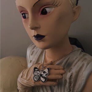 Butterfly Skull Pendant Necklace